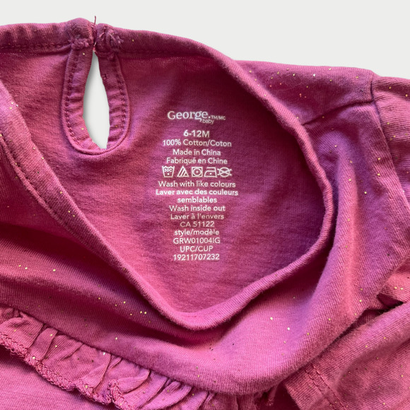 Infant Baby Sparkle Bodysuits Set of 3 6–12M Long Sleeve Ruffle Detail - Picture 8 of 9